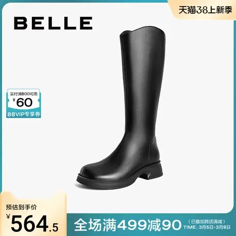 百丽女靴显瘦弹力靴女2024冬季新款靴子长筒骑士靴长靴A2J1DDG3图片