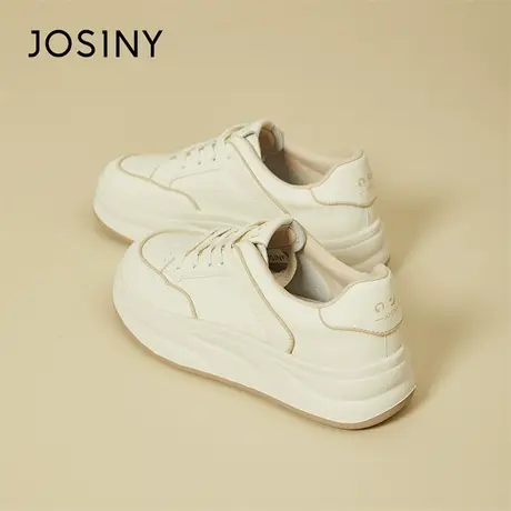 Josiny/卓诗尼松糕鞋女厚底2024春季新款高级感小白鞋百搭鞋子女图片