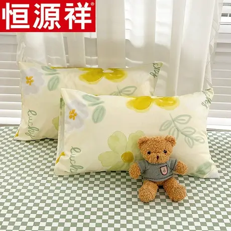 恒源祥全棉枕套一对装纯棉印花枕头套单人学生宿舍枕芯套48x74cm图片