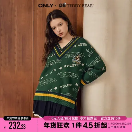ONLY2023新款GB TEDDY BEAR泰迪熊联名款V领针织衫女|123113007商品大图