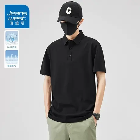 KZH真维斯冰丝短袖polo衫男夏季薄款宽松百搭上衣潮流翻领休闲T恤商品大图