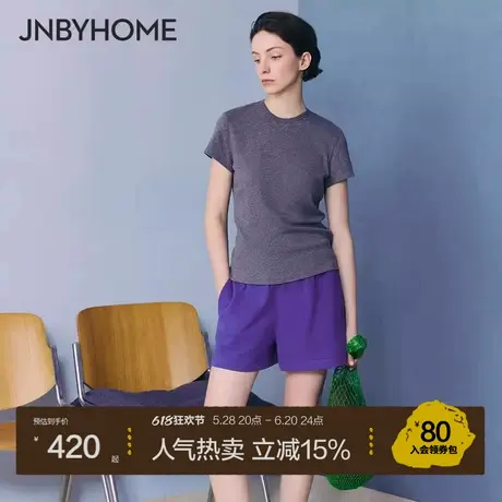 JNBYHOME江南布衣25新品圆领修身家居服套装睡衣短袖简约外穿女商品大图