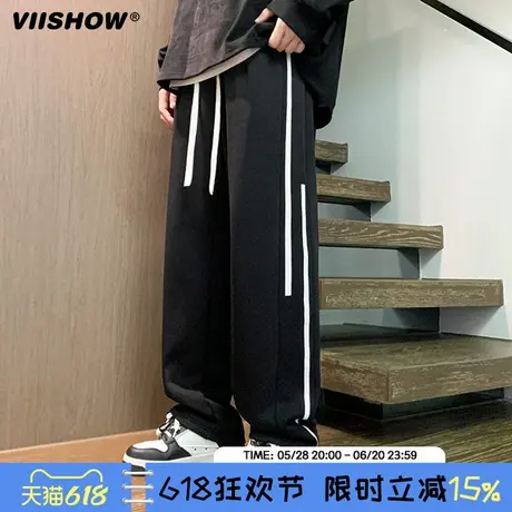 VIISHOW休闲裤春秋季潮牌卫裤宽松休闲潮牌直筒长裤加厚运动裤子商品大图
