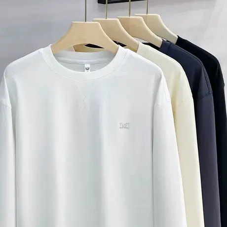 男士刺绣长袖T恤卫衣男春秋款圆领潮牌男装2023新款卫衣上衣秋季图片