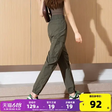 唐狮新款2025春季女休闲长裤净色工装裤复古百搭高级小个子裤子yc图片
