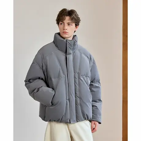 Lilbetter半高领绒感棉服2024冬季新款休闲百搭保暖肌理感面包服商品大图