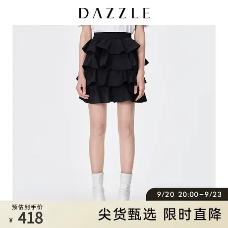 DAZZLE地素奥莱 黑色花边a字一步裙半身裙短裙2D2S2251A图片