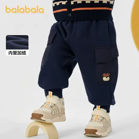 巴拉巴拉婴儿裤子男童2025新款秋冬加绒工装裤潮时尚商品大图