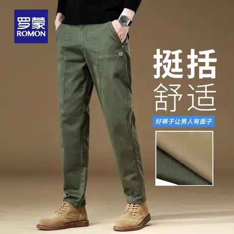 罗蒙舒适新款微弹耐磨宽松休闲裤男士秋季工装裤复古直筒裤子N1Z商品大图
