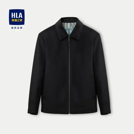 HLA/海澜之家翻领夹克2023秋冬新款纯羊毛商务休闲挺括保暖外套男商品大图