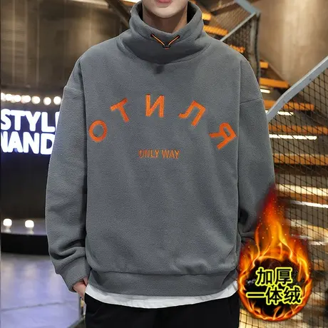 男士高领卫衣春秋季2023新款潮牌情侣外套潮流宽松加绒加厚冬装男商品大图