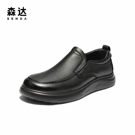 森达休闲皮鞋男2025冬季新款舒适软面一脚蹬平底单鞋JDZ73DM5商品大图