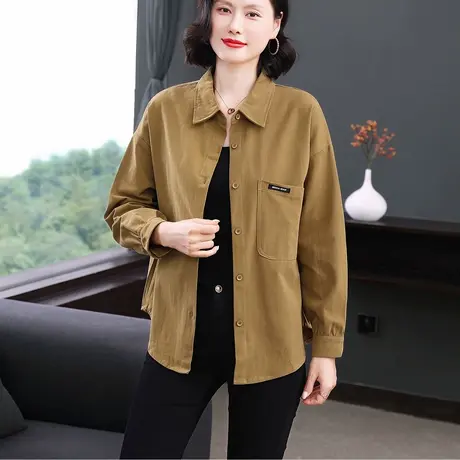 早秋2025新款长袖薄款衬衫女宽松显瘦洋气妈妈上衣纯棉衬衣外套女商品大图