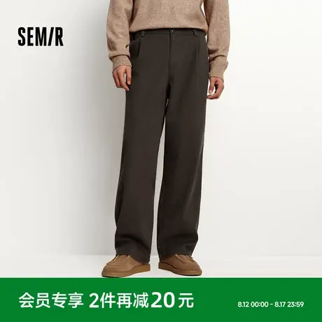 森马休闲裤男磨毛宽松阔腿裤子商务通勤2025冬季新款长裤基础百搭图片