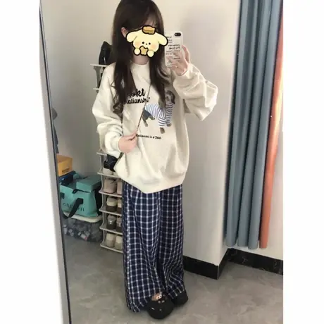 美式复古慵懒风chic圆领卫衣女2025新款爆款秋冬设计感长袖上衣潮商品大图