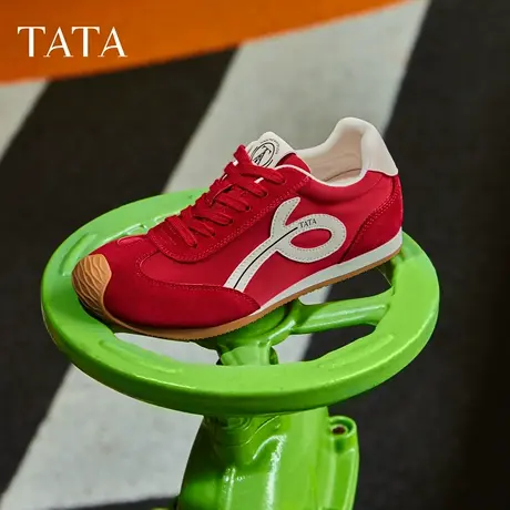 【胡可推荐】TATA他她女鞋2025秋时尚休闲鞋阿甘鞋新款德训鞋商品大图