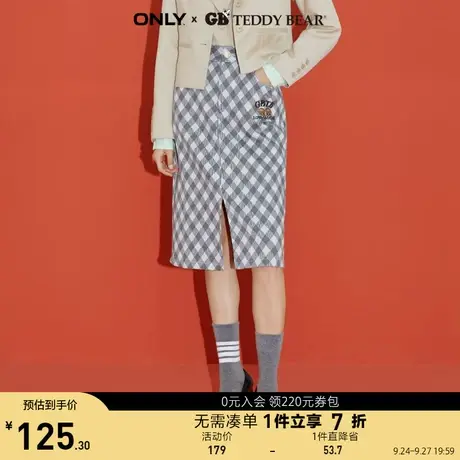 ONLY奥莱夏季TEDDY BEAR泰迪熊联名开叉半身裙女图片