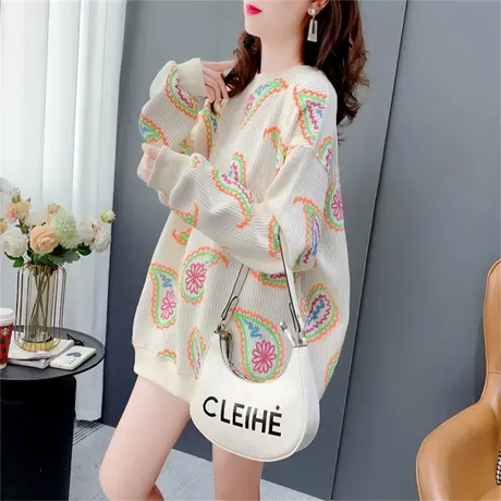 设计感圆领卫衣女薄款秋季2022年新款宽松慵懒风bf洋气套头上衣潮商品大图