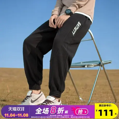 唐狮2023秋冬摇粒绒运动裤男潮牌宽松休闲卫裤长裤子男束脚裤商品大图
