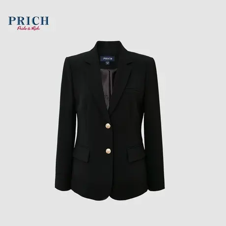 PRICH2024春新款平驳翻领金属定制两粒扣收腰立裁通勤西装外套女图片