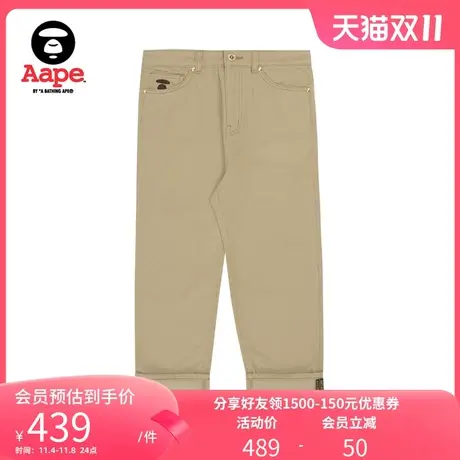 Aape旗舰店女装秋冬字母纯色刺绣印花裤脚潮流牛仔长裤5063XAI商品大图