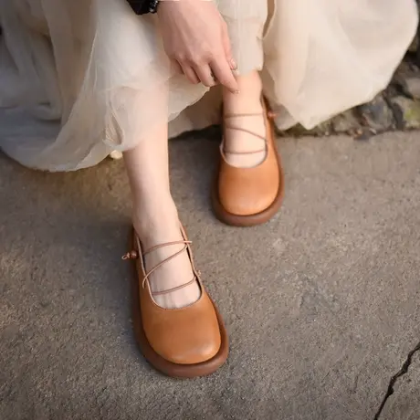 Artmu阿木原创复古休闲单鞋女平底玛丽珍鞋一脚蹬女鞋2023新款商品大图