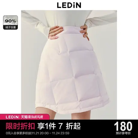 乐町甜美方格羽绒半身裙2023年秋冬新款A摆显瘦短裙保暖羽绒半裙商品大图