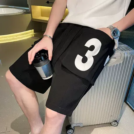 夏季男士短裤五分裤裤子工装口袋中裤宽松潮流休闲学生薄款运动裤商品大图