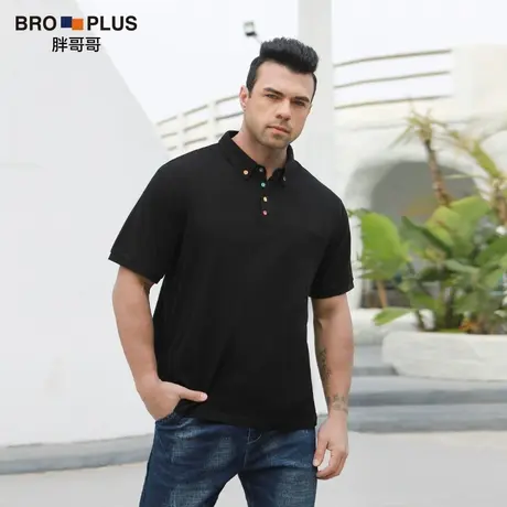 胖哥哥大码polo衫男潮翻领短袖2024夏季款宽松胖子加肥加大保罗衫商品大图