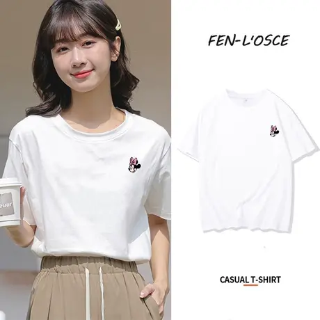 oversize美式复古短袖t恤女ins潮2023年夏季新款宽松大码纯棉上衣商品大图