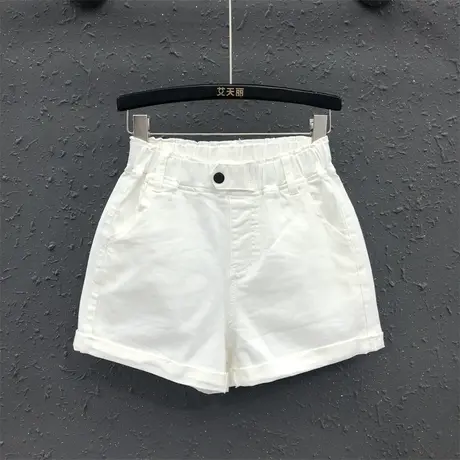 松紧腰简约百搭女士牛仔短裤女2025夏季新品宽松显瘦a字阔腿热裤商品大图