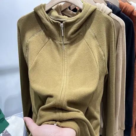 欧货双面德绒卫衣女秋新款设计感加厚打底帽衫拉链开衫单穿短外套商品大图
