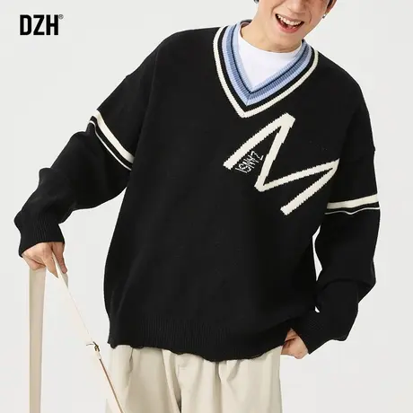 男士情侣V领毛衣男冬季宽松慵懒针织打底衫男款2024新款冬装外套商品大图