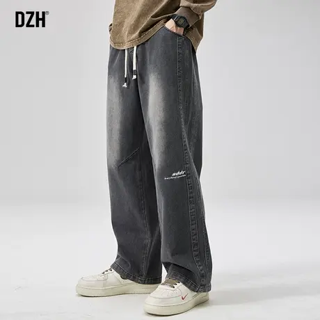 男士复古做旧牛仔裤男宽松直筒休闲裤子美式高街2024新款垂感长裤商品大图