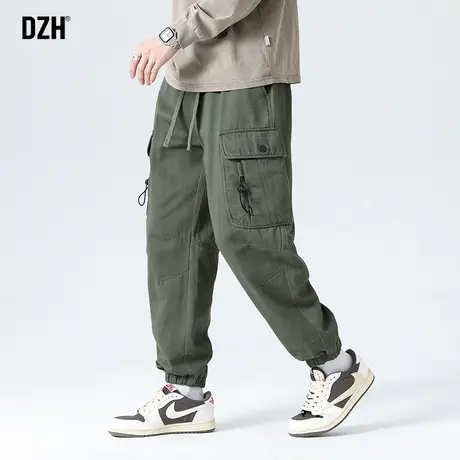 男士军绿色工装裤男束脚潮牌高街裤子2023新款休闲裤宽松秋季长裤商品大图