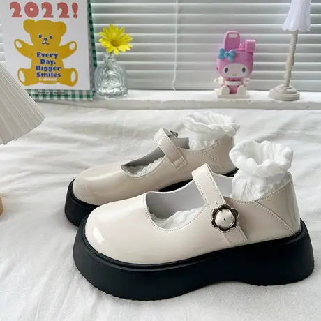 厚底玛丽珍鞋女2023年新款复古大头鞋学院风松糕小皮鞋一字扣单鞋商品大图