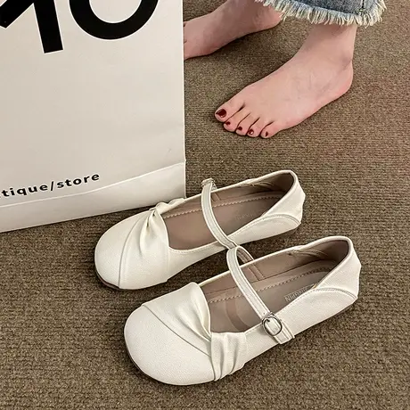 平底单鞋女夏季奶奶鞋2024新款配裙子豆豆鞋玛丽珍鞋温柔风晚晚鞋商品大图