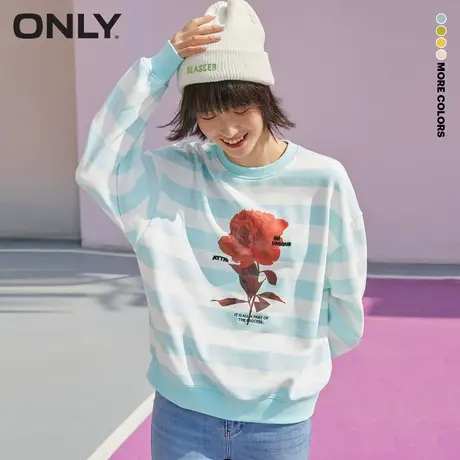 ONLY奥莱秋冬新款时尚条纹潮流宽松圆领卫衣女商品大图