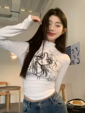 大码女装秋冬2024半高领打底衫内搭胖mm显瘦性感加绒德绒T恤上衣图片