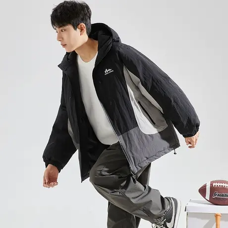 唐狮2023秋冬季新款棉衣男士撞色拼接保暖加厚外套连帽上衣潮牌cs图片