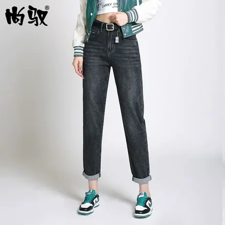 黑色弹力牛仔垮裤2022年秋季新品宽松老爹裤高腰显瘦牛仔女裤百搭商品大图