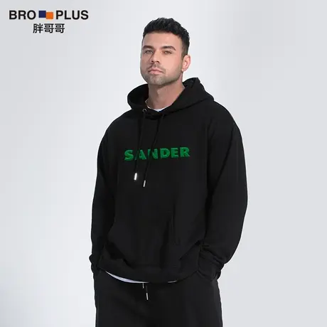 胖哥哥秋季卫衣男加肥加大码宽松厚款纯棉肥佬潮牌连帽运动衫外套图片