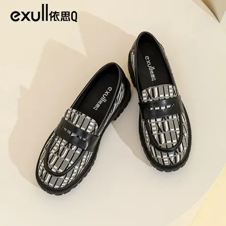 exull依思q乐福鞋女厚底女鞋春秋2022新款舒适软底单鞋休闲小皮鞋商品大图