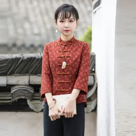 筠雅唐装中国风女装改良旗袍上衣显瘦复古时尚新中式女装 23J128商品大图