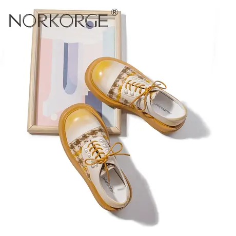 复古驼色系带单鞋女鞋商品大图