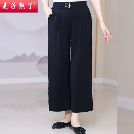妈妈夏装2023新款阔腿裤中年九分休闲裤子40-50岁松紧腰裤子女装商品大图