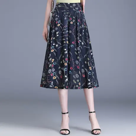 碎花裙裤阔腿裤女夏季2023新款高腰宽松雪纺七分裤休闲a字裤裙薄商品大图