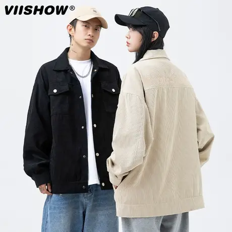 VIISHOW美式复古灯芯绒外套男春秋新款潮牌休闲宽松工装情侣夹克商品大图