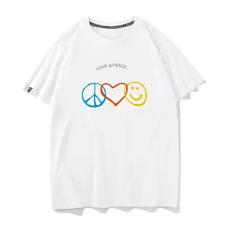 秀洛反战爱心笑脸世界和平love&peace上衣男士t恤学生半袖短袖TEE图片