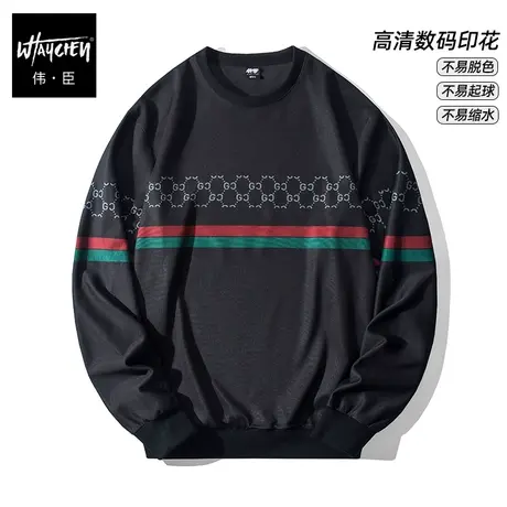 伟臣潮牌大码男装秋冬新品男士圆领卫衣胖子加肥加大宽松肥佬上衣商品大图